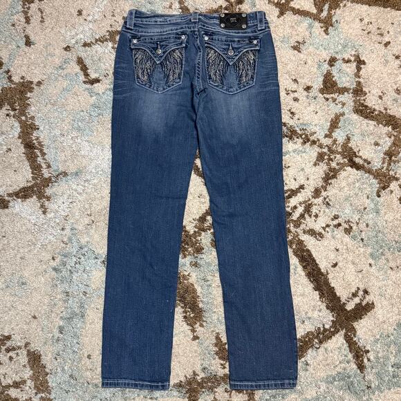 Miss Me Angel Wings Low Rise Skinny Jeans Size 31x31 Y2K - Picture 2 of 6